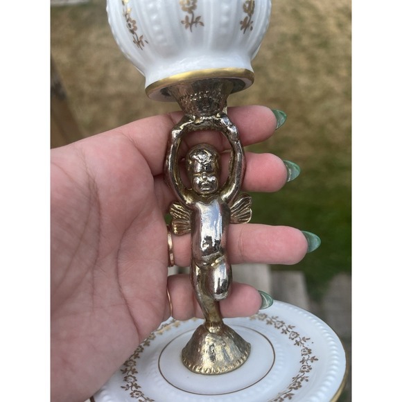 Porcelaine Candleholder De France / Hand painted With angel - Picture 13 of 16